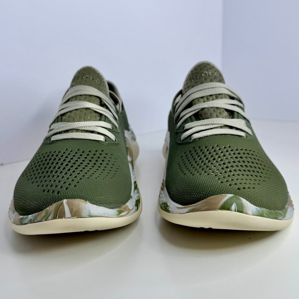 Men's Size 8 CROCS LITERIDE 360 MARBLED PACER SHOES ARMY GREEN-MULTI COLOR - Picture 7 of 8